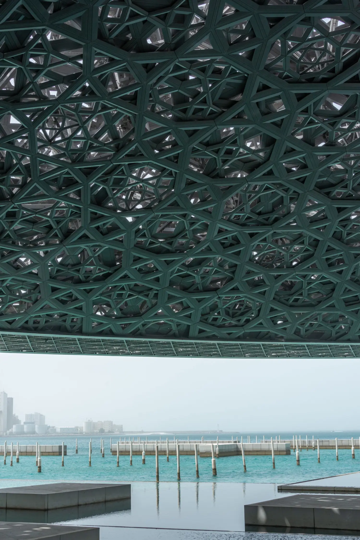 Louvre Abu Dhabi's dome seen from the seafront